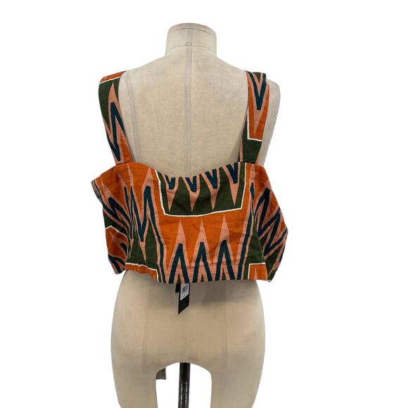 Veronica Beard Tiffany Top Cropped Orange Multicolor Geometric Print Size XL - Picture 6 of 11